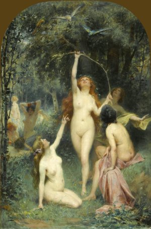 Nymphs In A Forest by Henri Adrien Tanoux Oil Painting