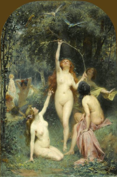 Main Product Photo of Nymphs In A Forest  Painting by Henri Adrien Tanoux