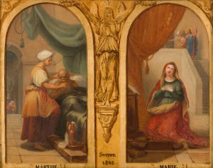 Marthe et Marie by Henri Auguste Calixte Cesar Serrur Oil Painting