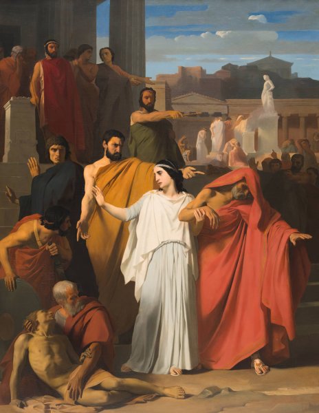 Oedipus Going into Exile from Thebes  by Henri Augustin Gambard - Hand-Painted Oil Painting Reproduction