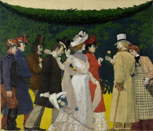 Fragment de la maquette pour la decoration du theatre des auteurs gais, exposition universelle de 1900 by Henri Bellery-Desfontaines Oil Painting