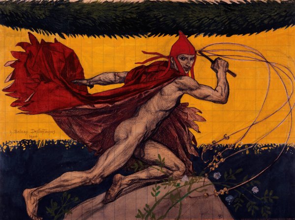 Fragment de la maquette pour la decoration du theatre des auteurs gais, exposition universelle  by Henri Bellery-Desfontaines - Hand-Painted Oil Painting Reproduction
