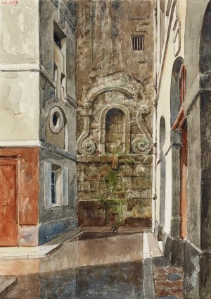 Ancienne fontaine rue Eginhard by Henri Berthaut Oil Painting