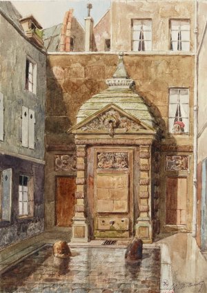 Ancienne fontaine Sainte Catherine - Impasse de laPoissonnerie by Henri Berthaut Oil Painting