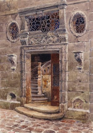 Porte de l'escalier principal d'une maison sise 27 rue du Jour by Henri Berthaut Oil Painting