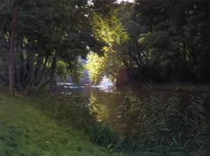 By the River by Henri Biva Oil Painting