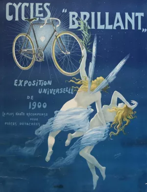 Cycles 'Brillant, Exposition Universelle De 1900' by Henri Boulanger Gray Oil Painting