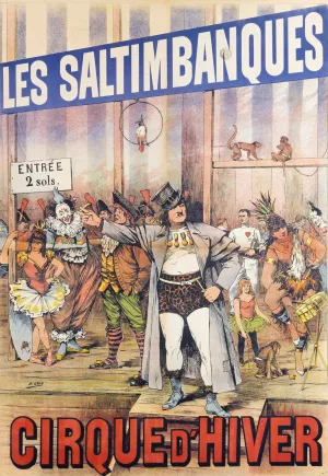 Les Saltimbanques Oil painting by Henri Boulanger Gray