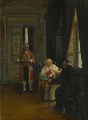 The Chess Game by Henri Brispot Oil Painting