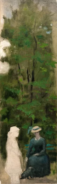 Deux figures de femmes by Henri Cros Oil Painting