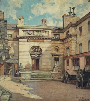 La cour de l'Hotel Gouthiere, rue Pierre-Bullet by Henri Dabadie Oil Painting