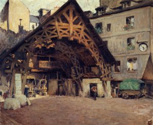 L'Auberge du Compas-d'Or, rue Montorgueil by Henri Dabadie Oil Painting