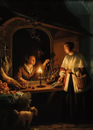 A Night Market Oil painting by Henri De Braekeleer