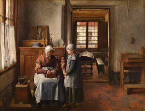 Grandmother's Feast by Henri De Braekeleer Oil Painting