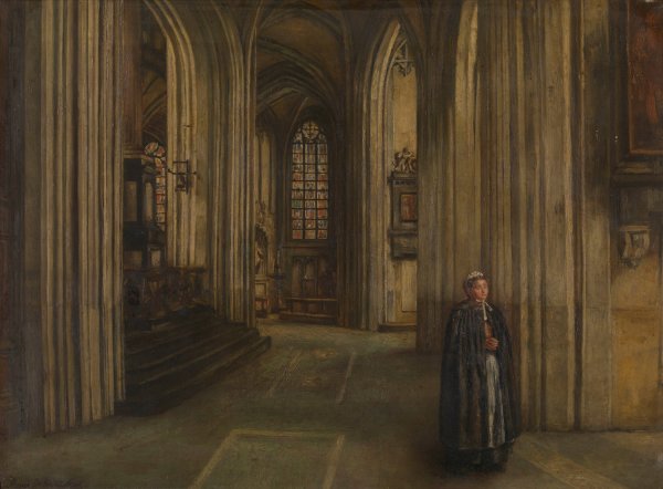 Interior of a Church  by Henri De Braekeleer - Hand-Painted Oil Painting Reproduction