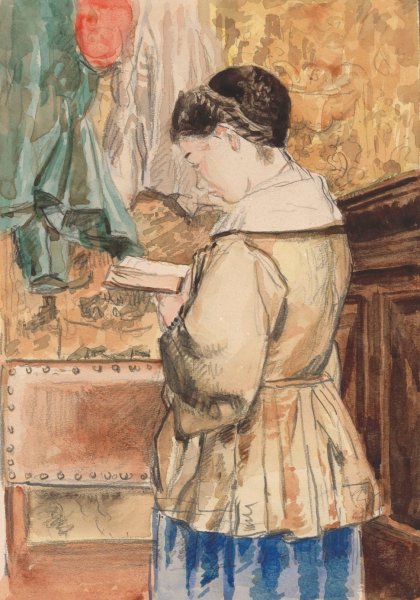 Woman Reading by Henri De Braekeleer - Hand-Painted Oil Painting Reproduction