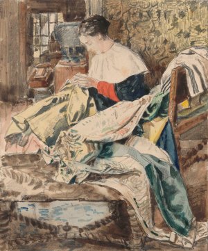 Woman Sewing by Henri De Braekeleer Oil Painting