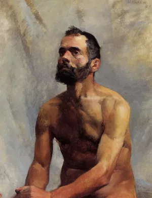 Academic Study 'Nude' by Henri De Toulouse-Lautrec Oil Painting