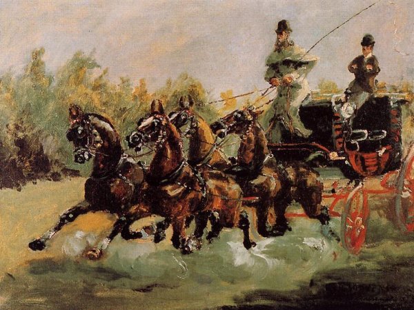 Main Product Photo of Alphonse de Toulouse-Lautrec Driving His Four-in-Hand Painting by Henri De Toulouse-Lautrec