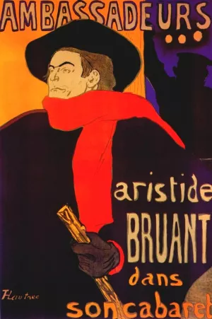 Ambassadeurs Aristide Bruant in His Cabaret by Henri De Toulouse-Lautrec Oil Painting
