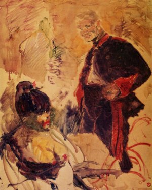 Artillerman and Girl by Henri De Toulouse-Lautrec Oil Painting