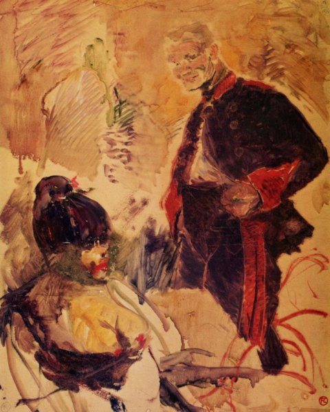 Artillerman and Girl by Henri De Toulouse-Lautrec - Hand-Painted Oil Painting Reproduction