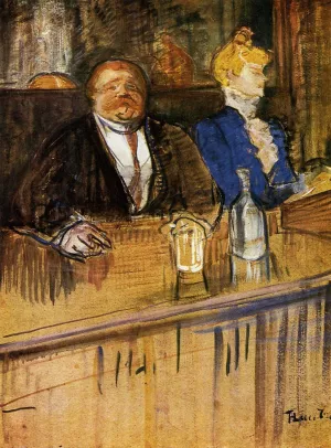 At the Cafe: The Customer and the Anemic Cashier by Henri De Toulouse-Lautrec - Oil Painting Reproduction