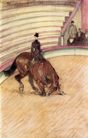 At the Circus: Dressage by Henri De Toulouse-Lautrec Oil Painting