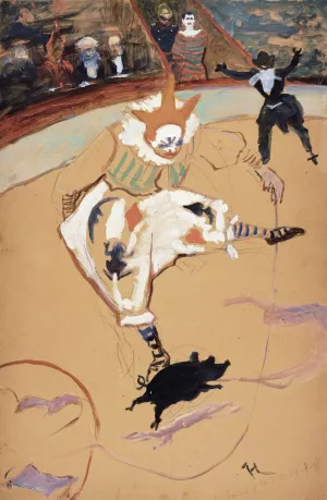At the Circus Fernando, Medrano with a Piglet by Henri De Toulouse-Lautrec Oil Painting