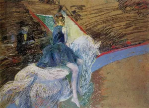 At the Cirque Fernando: Rider on a White Horse by Henri De Toulouse-Lautrec Oil Painting