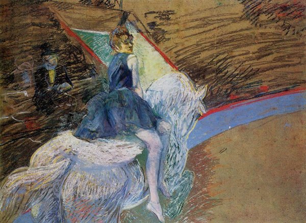 At the Cirque Fernando: Rider on a White Horse by Henri De Toulouse-Lautrec - Hand-Painted Oil Painting Reproduction