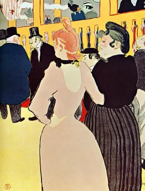 At the Moulin Rouge, La Goulue with Her Sister painting by Henri De Toulouse-Lautrec