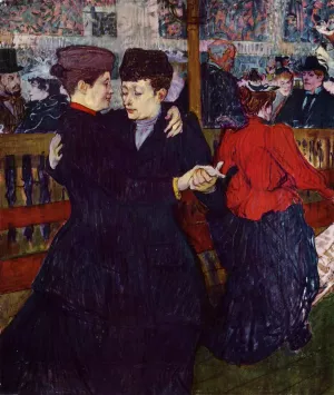At the Moulin Rouge: the Two Waltzers by Henri De Toulouse-Lautrec - Oil Painting Reproduction
