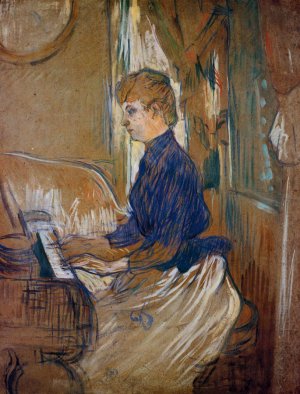 At the Piano - Madame Juliette Pascal in the Salon of the Chateau de Malrom