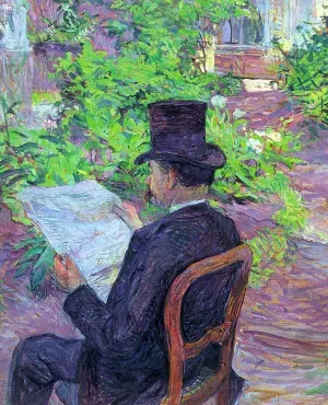 Desire Dehau Reading a Newspaper in the Garden by Henri De Toulouse-Lautrec Oil Painting