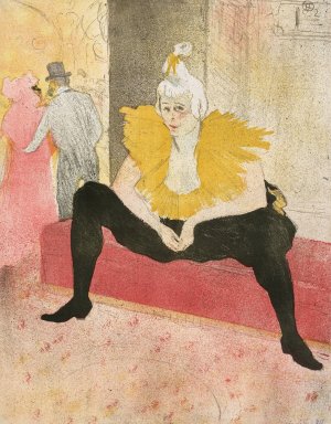 Elles, The Seated Clown, Mlle Cha-u-Ka-o by Henri De Toulouse-Lautrec Oil Painting