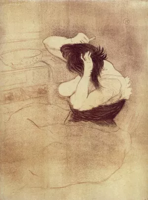 Elles: Woman Combing Her Hair Oil painting by Henri De Toulouse-Lautrec
