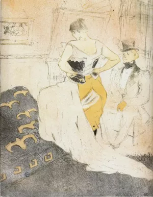 Elles: Woman Fastening a Corset, Passing Conquest by Henri De Toulouse-Lautrec - Oil Painting Reproduction