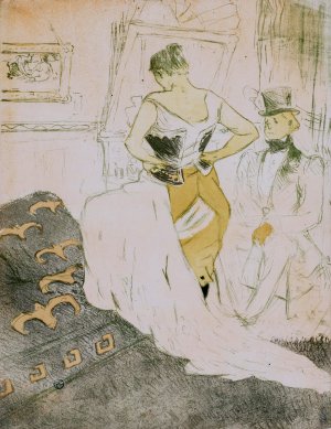 Elles, Woman In A Corset by Henri De Toulouse-Lautrec Oil Painting