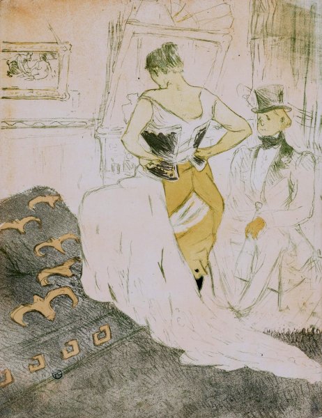 Elles, Woman In A Corset  by Henri De Toulouse-Lautrec - Hand-Painted Oil Painting Reproduction