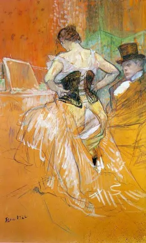 Elles: Woman in a Corset Oil painting by Henri De Toulouse-Lautrec