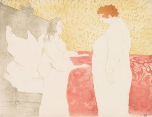 Elles, Woman In Bed, Mlle Cha-U-Ka-O by Henri De Toulouse-Lautrec Oil Painting
