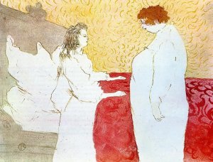 Elles: Woman in Bed, Profile, Getting Up by Henri De Toulouse-Lautrec Oil Painting