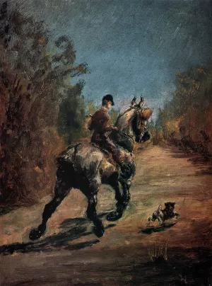 Horse and Rider with a Little Dog by Henri De Toulouse-Lautrec - Oil Painting Reproduction