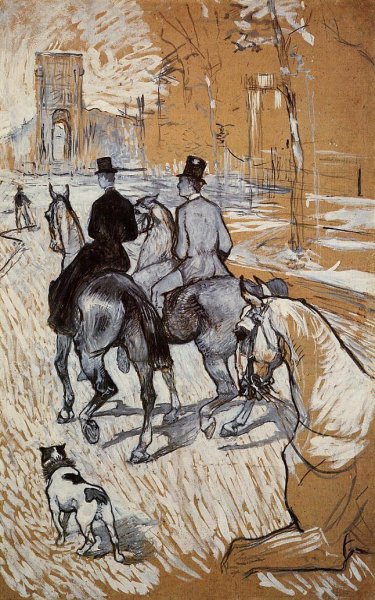 Horsemen Riding in the Bois de Boulogne by Henri De Toulouse-Lautrec - Hand-Painted Oil Painting Reproduction
