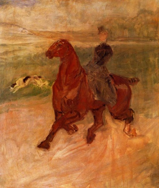 Horsewoman and Dog by Henri De Toulouse-Lautrec - Hand-Painted Oil Painting Reproduction