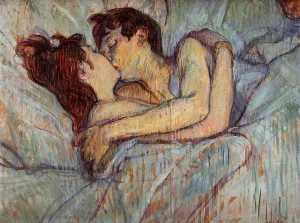 In Bed: The Kiss painting by Henri De Toulouse-Lautrec