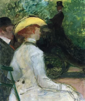 In the Bois de Boulogne by Henri De Toulouse-Lautrec Oil Painting