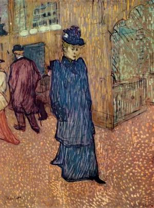 Jane Avril Leaving the Moulin Rouge painting by Henri De Toulouse-Lautrec
