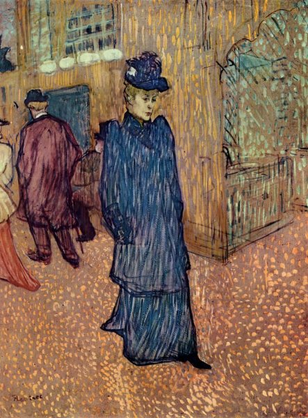 Jane Avril Leaving the Moulin Rouge by Henri De Toulouse-Lautrec - Hand-Painted Oil Painting Reproduction